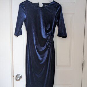 Velvet dark blue , wiggle dress, size S , good for XS, Pencil dress